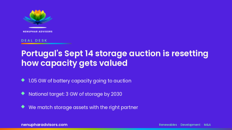 Portugal Sept 14 storage auction — Nenuphar Advisors deal desk