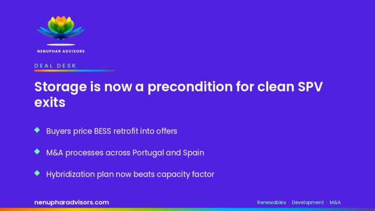 Nenuphar Advisors branded card: Storage is now a precondition for clean SPV exits