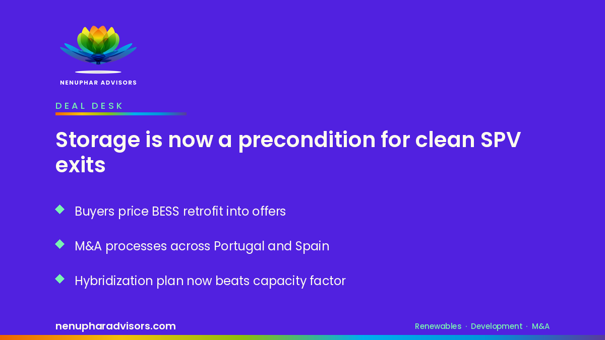 Nenuphar Advisors branded card: Storage is now a precondition for clean SPV exits